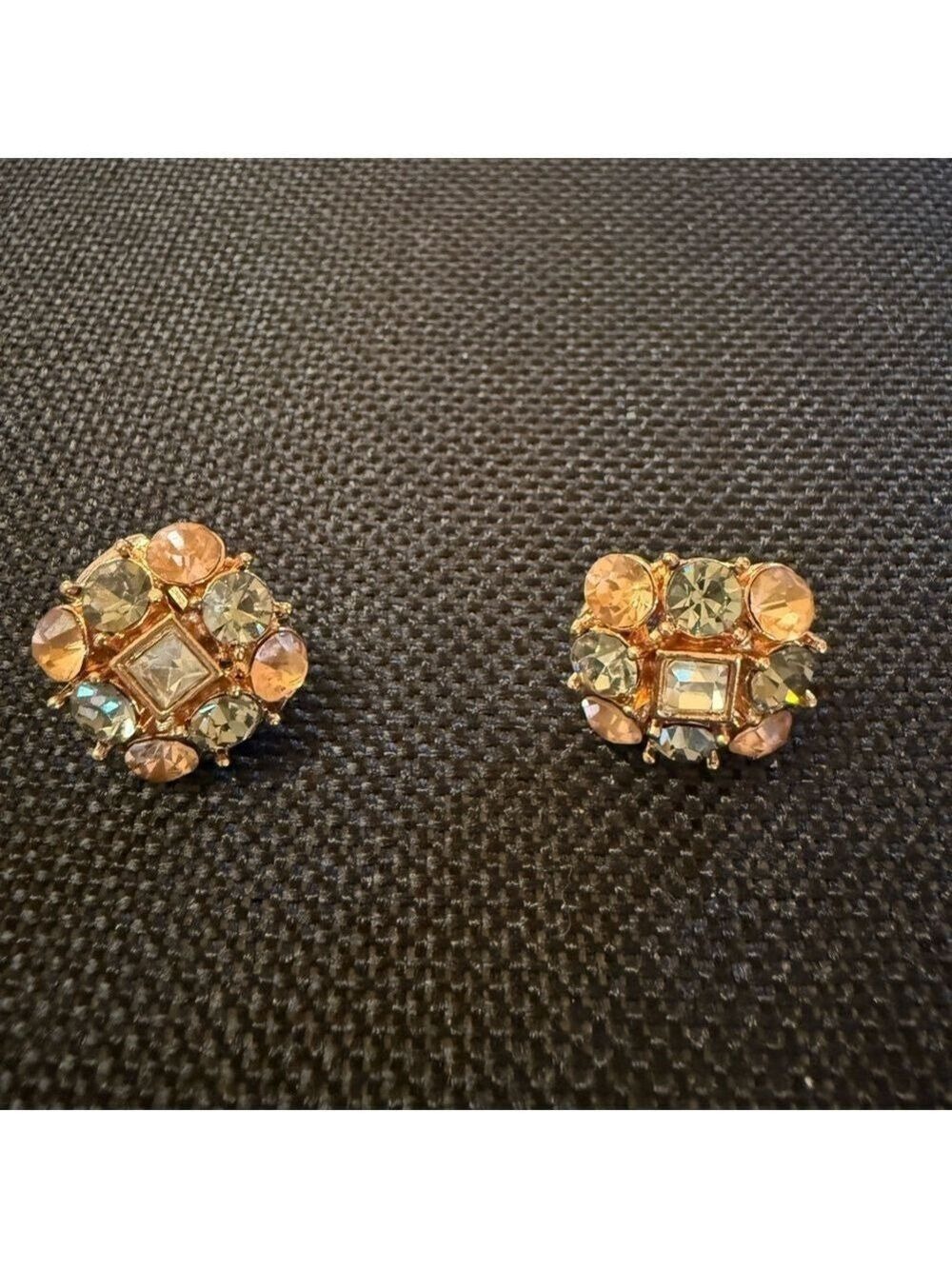 Elegant Gold and Silver Stud Clip On Earrings NWOT